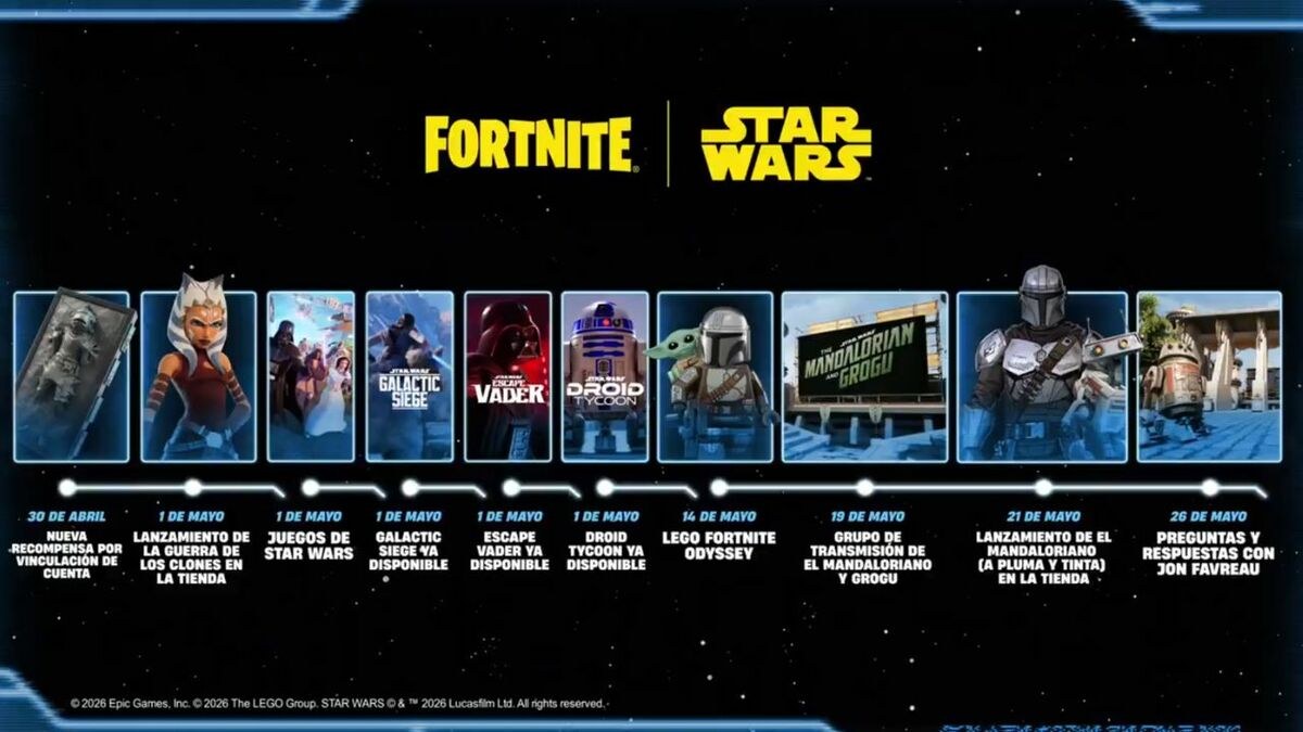 Star Wars invade Fortnite: Skins de Anakin y Ahsoka llegan el 1 de mayo