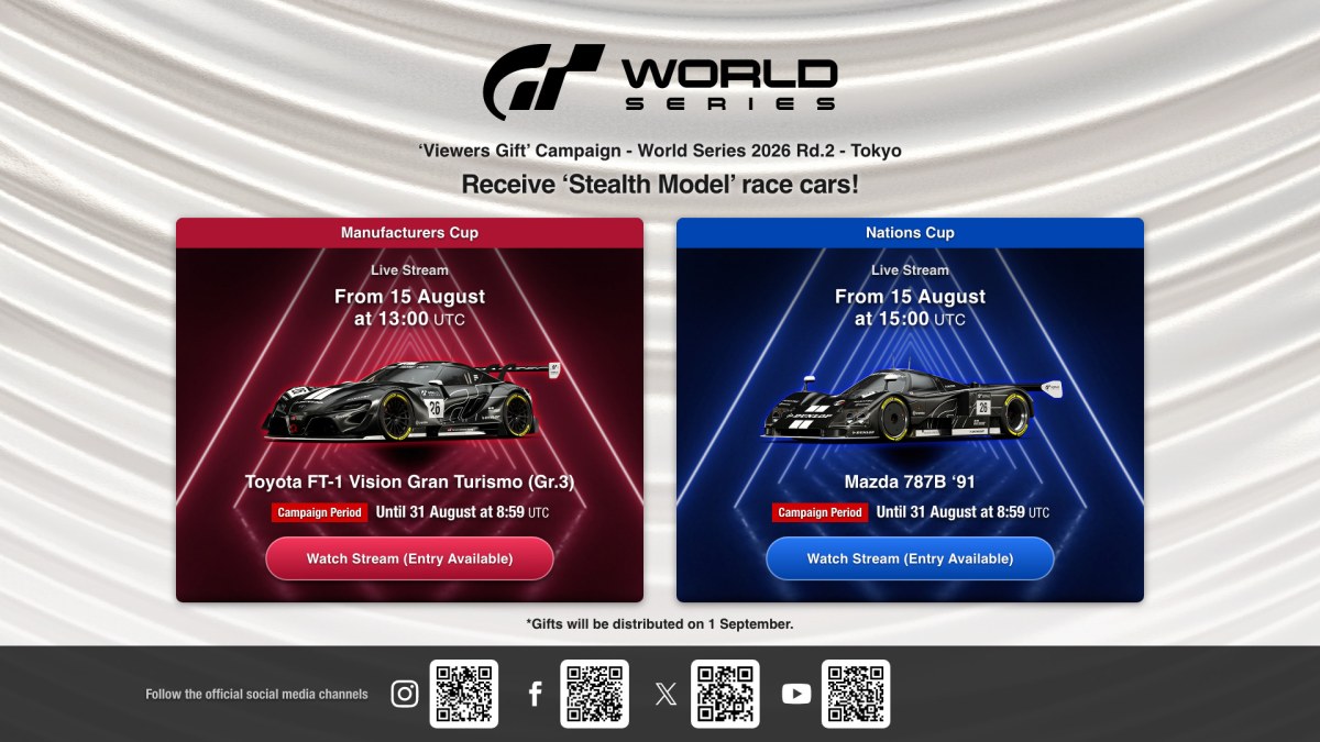 Consigue dos vehículos exclusivos en la Ronda 2 de la Gran Turismo World Series 2026