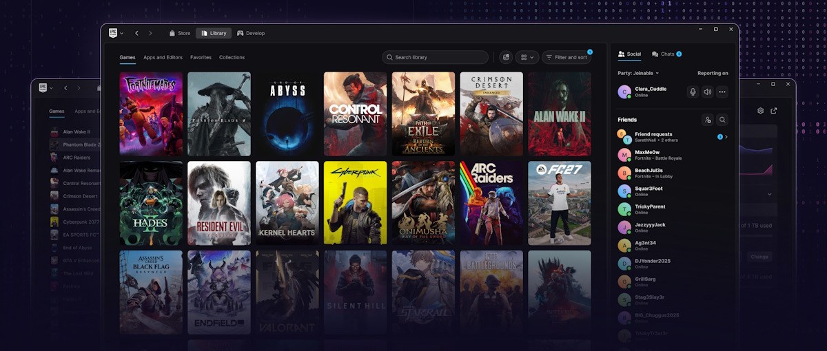 Epic Games lanza una versión preliminar de su nuevo cliente con mejoras de rendimiento y soporte para Linux